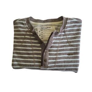 Rocawear quarter button brown and cream Henley style pullover 2XL